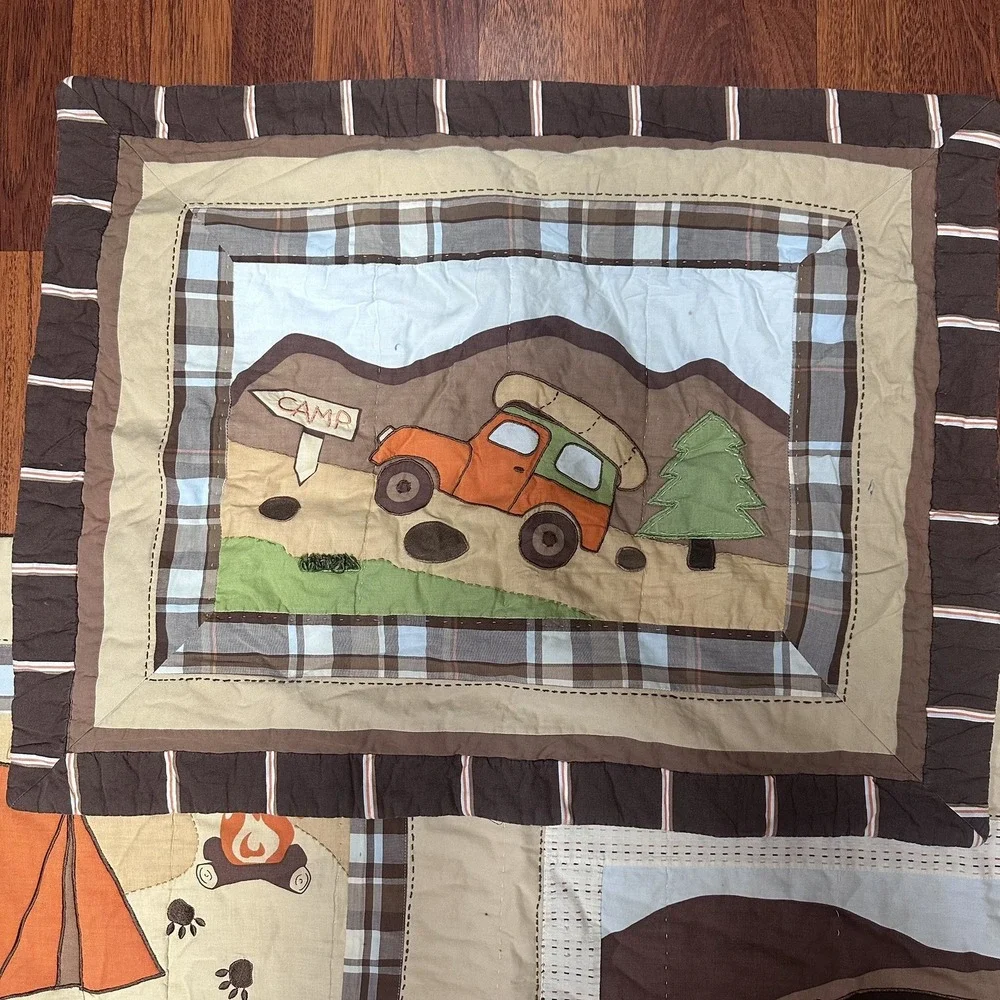 Woolrich Twin Quilt Sham Set Kids Big Bear Campground Camp Cabin Wilderness 2Pc